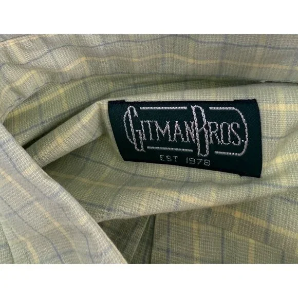 Gitman Bros Shirt Mens Large L Short Sleeve Button Up Green Plaid Pocket - Picture 4 of 6
